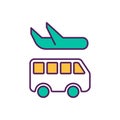 Bus and airplane RGB color icon Royalty Free Stock Photo