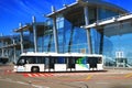 Bus and airport building in Kyiv, Ukraine