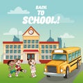 Bus building back to school design Royalty Free Stock Photo