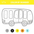 Bus in cartoon style, color by number, education paper game for children Royalty Free Stock Photo