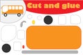Bus in cartoon style, education game for the development of preschool children, use scissors and glue to create the applique, cut