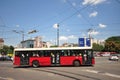 A Bus from City Public Transportation on the Slavija Square