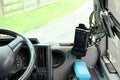Bus Dashboard With Mounted Navigation Device Royalty Free Stock Photo