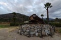 Bus destroyed in rest of old yungay buried by flood and avalanche in peru