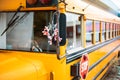 Bus detail. Yellow bus.