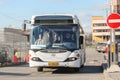 Bus driving through the checkpoint.