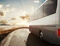 Bus driving on road. 3D Rendering Royalty Free Stock Photo