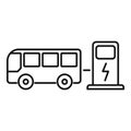 Bus electrical refueling icon, outline style