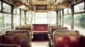 A bus with empty seats and a window. Generative AI Royalty Free Stock Photo