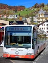 Bus at the Engelberg railway station entrance Royalty Free Stock Photo