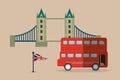 Bus flag bridge london england design