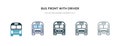 Bus front with driver icon in different style vector illustration. two colored and black bus front with driver vector icons Royalty Free Stock Photo