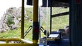 Bus front view near Pen Y Pass in the mountains