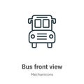 Bus front view outline vector icon. Thin line black bus front view icon, flat vector simple element illustration from editable Royalty Free Stock Photo