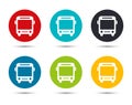 Bus icon flat round button set illustration design Royalty Free Stock Photo