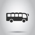 Bus icon in flat style. Coach vector illustration on white isolated background. Autobus vehicle business concept Royalty Free Stock Photo