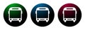 Bus icon night surface round button set illustration Royalty Free Stock Photo