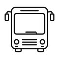 Bus icon. Public transport line symbol. Automobile outline sign. Front view. Vector illustration isolated on white