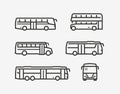 Bus icon set. Transport symbol in linear style. Vector illustration Royalty Free Stock Photo