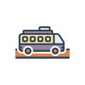 Color illustration icon for Bus, travel and vehicle Royalty Free Stock Photo