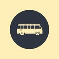 Bus icon vector symbol illustration, pictogram isolated on round background. retro style Royalty Free Stock Photo