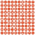 100 bus icons hexagon orange Royalty Free Stock Photo