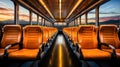 Bus inside with all seats empty.Generative AI