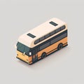 Bus isometric vector illustration. Yellow bus isolated on white background.