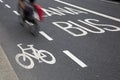 Bus Lane and Cycle Path with Cyclist; Dublin Royalty Free Stock Photo