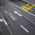 Bus lane and road markings Royalty Free Stock Photo