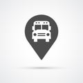 Bus marker pin icon for map. Vector Royalty Free Stock Photo