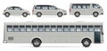 Bus, minivan and car side view vector mockup Royalty Free Stock Photo
