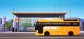 bus at modern city transportation building public transport station waiting terminal for passenger carriage comfortable Royalty Free Stock Photo