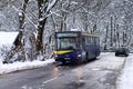 Bus mountain line in Hungary in winter