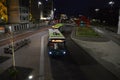 Bus At Night At Hoofddorp Train Station The Netherlands