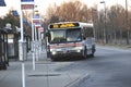 Bus picking up passengers at the subway station