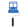 Bus renovation icon with paint roller. Painting service icon Royalty Free Stock Photo