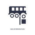 bus in reparation icon on white background. Simple element illustration from mechanicons concept