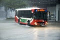 Bus riding in heavy rain