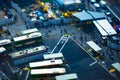 The bus rotary at Shibuya in Tokyo high angle tiltshift