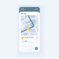 Bus route tracking app smartphone interface vector template