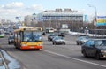 The bus 904 routes, moves on the allocated strip on Volokolamskoye Highway. Moscow