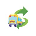 bus school transportation with arrows isolated icon