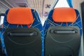 Bus seat. transport, car travel, tourism and equipment concept - tourist salon and bus places Royalty Free Stock Photo