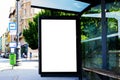 bus shelter at a bus stop. glass and aluminum frame. mockup base. bus shelter advertising concept