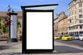 bus shelter at a busstop. glass and aluminum frame. mockup base. bus shelter advertising concept Royalty Free Stock Photo