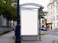 Bus shelter. mock-up background. blank poster ad and billboard light box panel. advertising Royalty Free Stock Photo