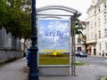 Bus shelter. background for mock-up. sample poster ad and billboard light box advertising panel Royalty Free Stock Photo