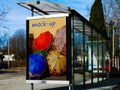 Bus shelter. background for mock-up. sample poster ad and billboard light box and advertising panel Royalty Free Stock Photo