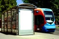 Bus shelter with white advertising lightbox poster ad panel Royalty Free Stock Photo